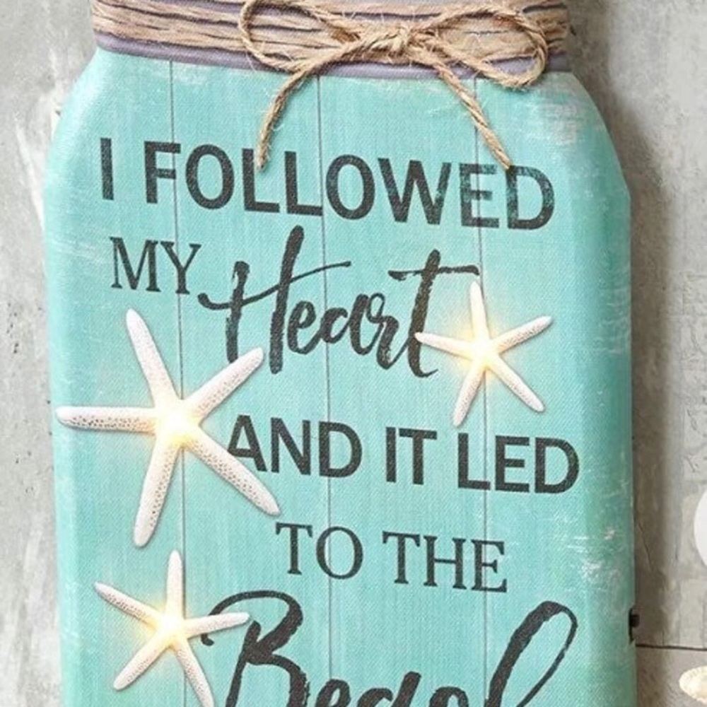 3D Lighted Canvas Mason Jar “Beach”